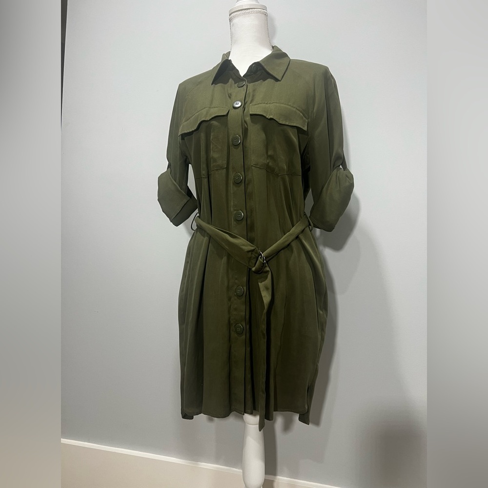 Topshop Khaki Green Dress